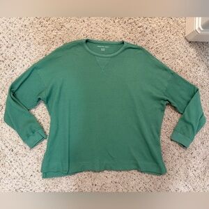 American Eagle Outfitters AE Oversized Long-Sleeve Waffle Knit Plush T-Shirt